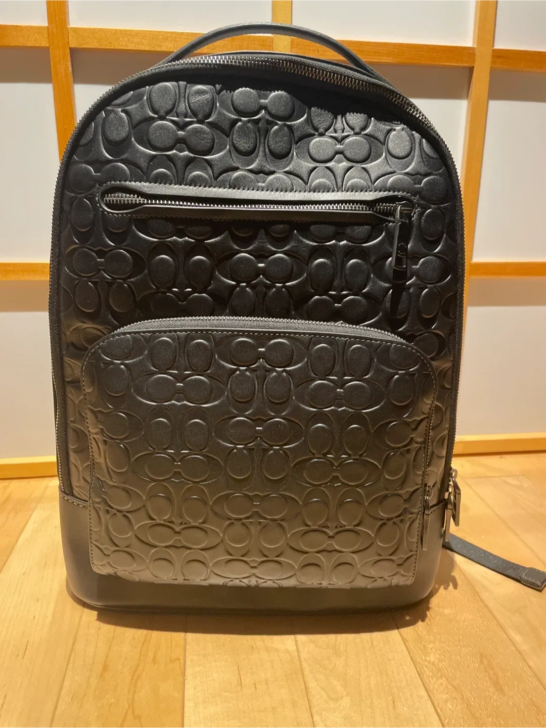 Coach Black Leather Backpack thumbnail