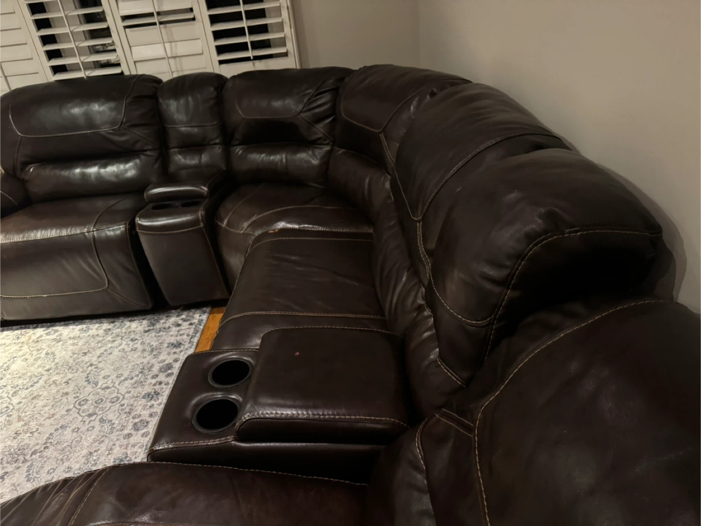 Brown Leather Sectional Sofa - photo 4