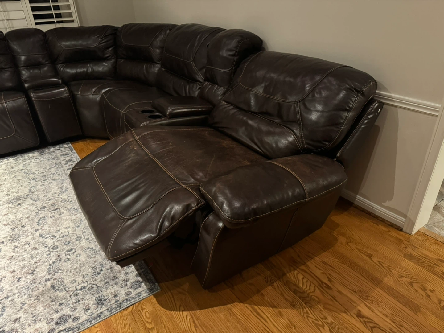 Brown Leather Sectional Sofa - photo 5
