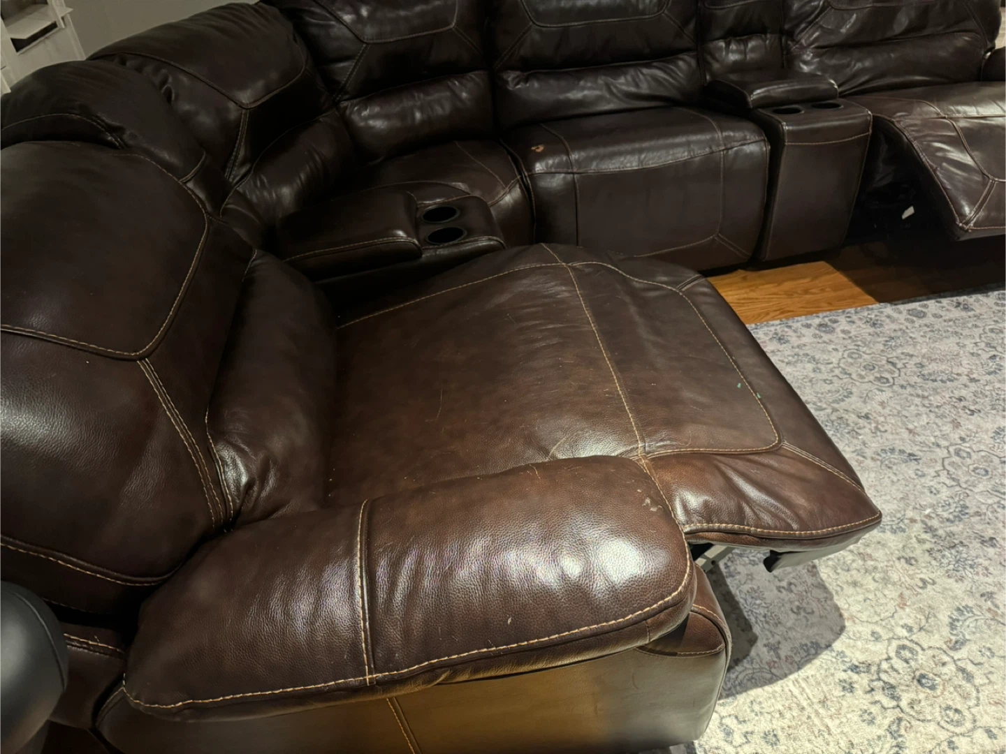 Brown Leather Sectional Sofa - photo 2