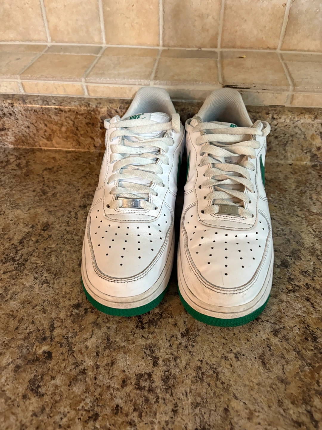 Nike Air Force 1 White/Green Shoes - photo 4