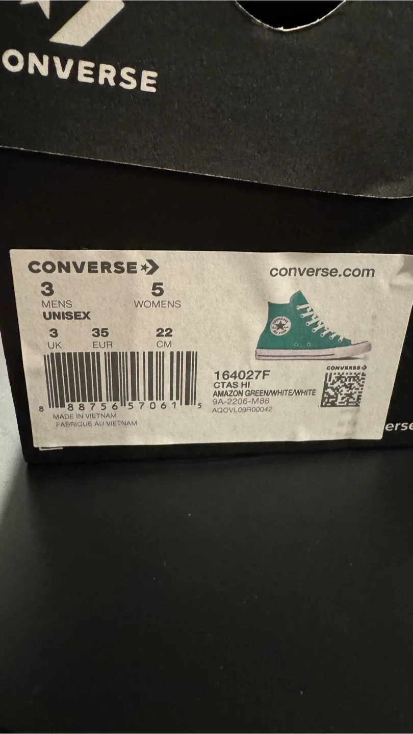 Unisex Size M3/W5 Converse All Star High Top - Green image indicator(6)
