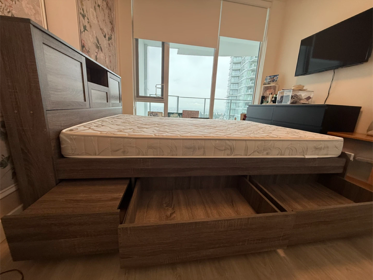 Wood Bed Frame with Storage