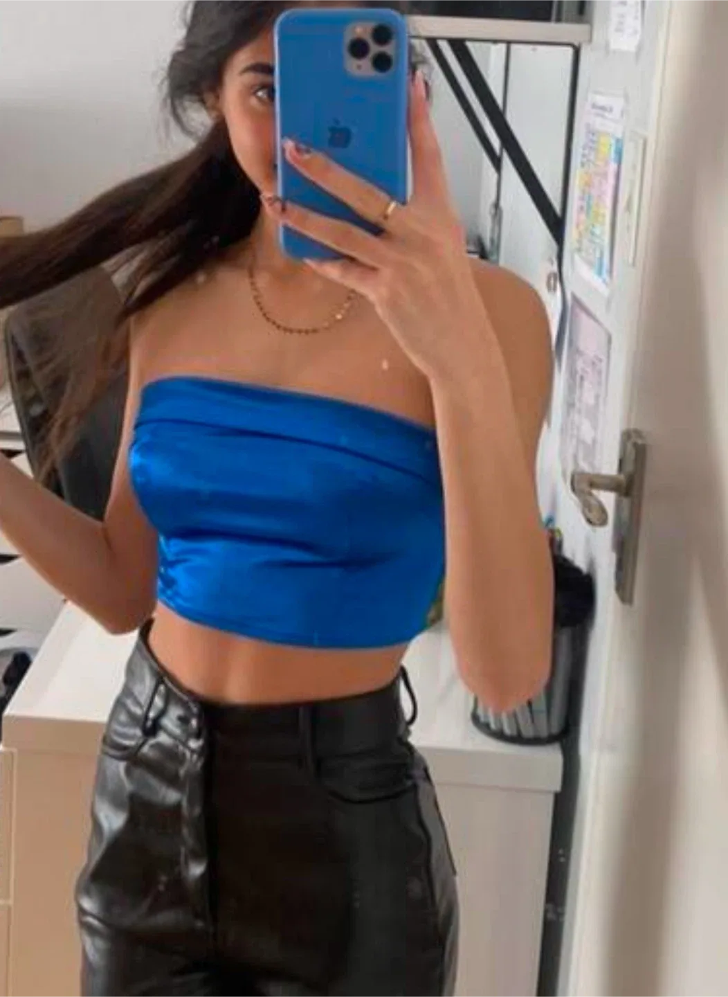 SHEIN EZwear Blue Satin Tube Top image indicator(3)