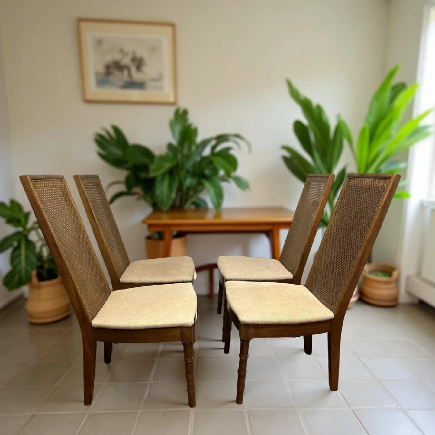 MCM Cane back dining chairs