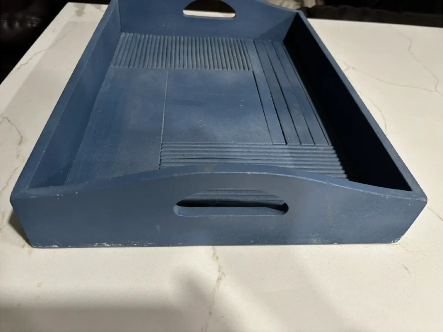 Blue Wooden Coffee Table Tray 17” x 12 1/2” image indicator(2)