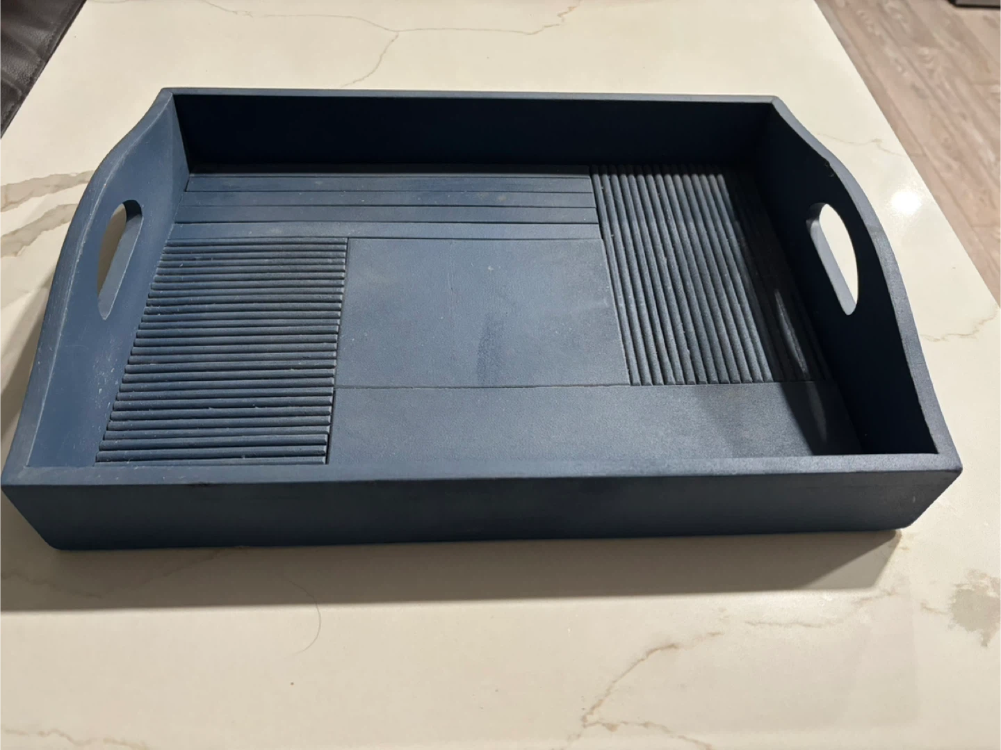 Blue Wooden Coffee Table Tray 17” x 12 1/2”