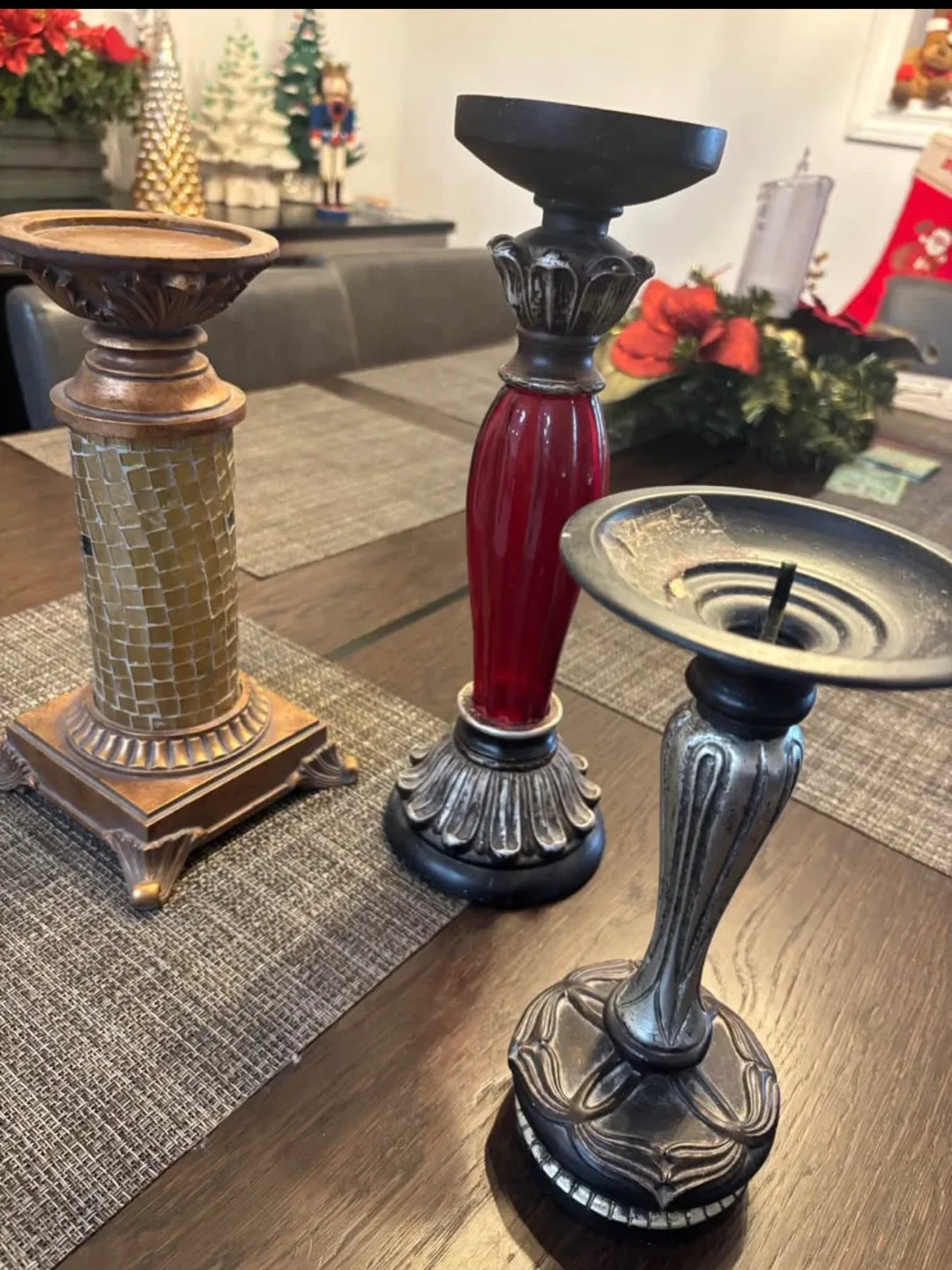 Set of 3 Candle Holders Bundle, 12”, 10”, 8 1/2” image indicator(2)