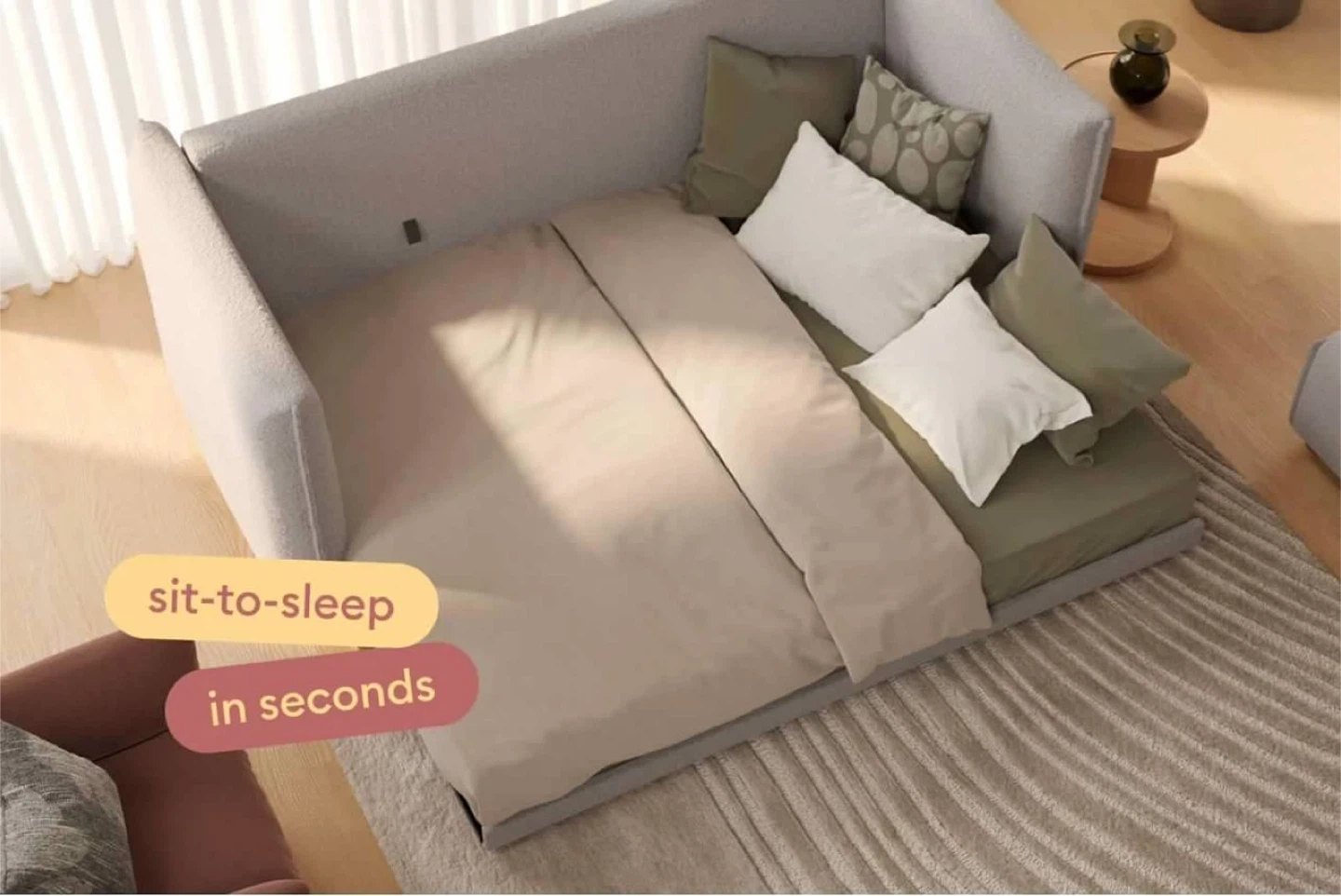 Koala Sofa Bed 92”, Pebble Gray, open box item - photo 3