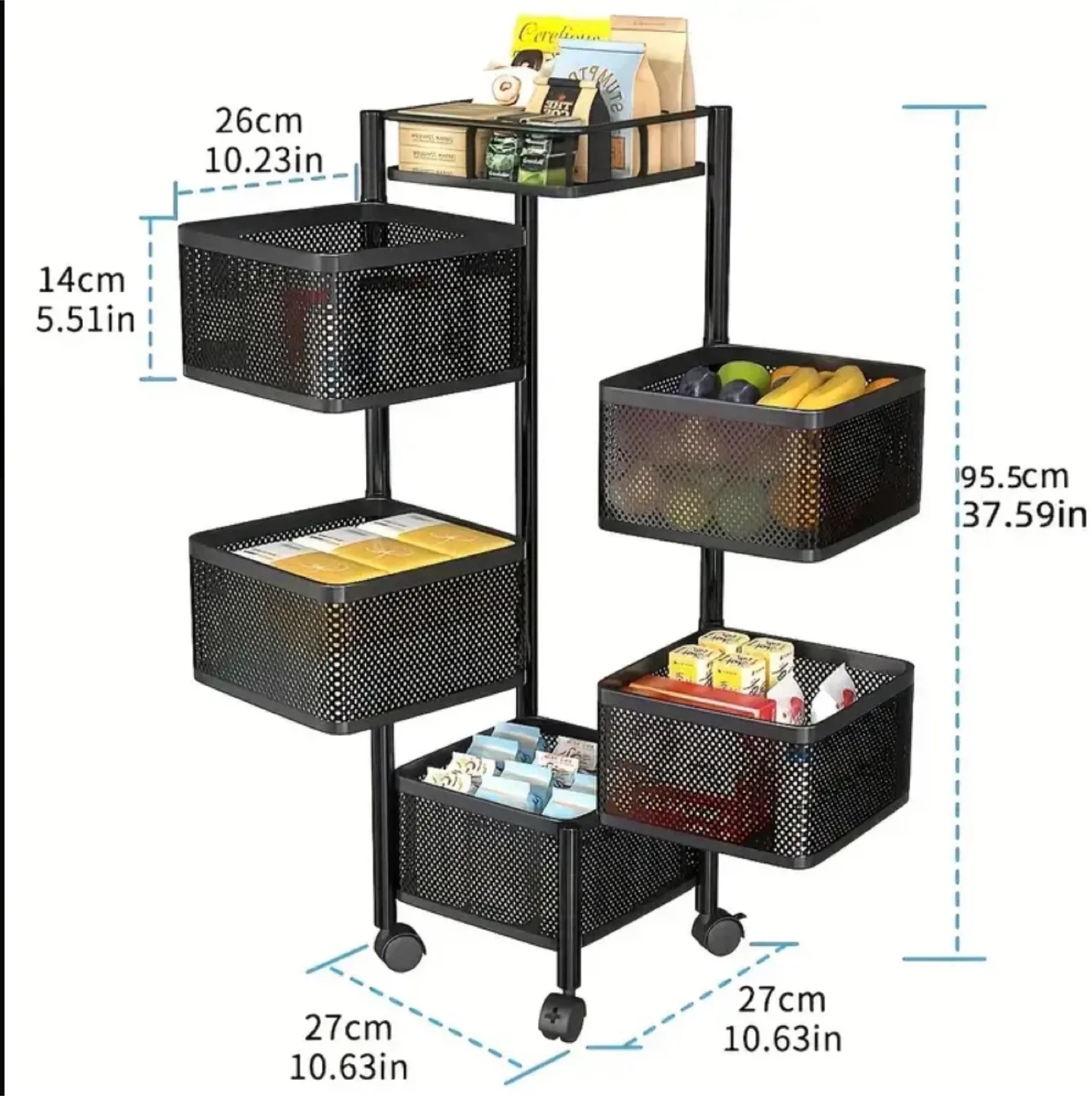 Rolling Storage Cart with 5 Baskets - BRAND NEW IN BOX image indicator(2)