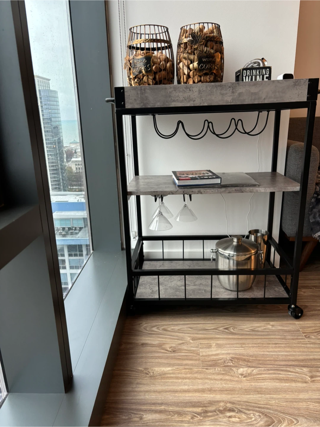 Rolling Bar Cart with Shelves - photo 2