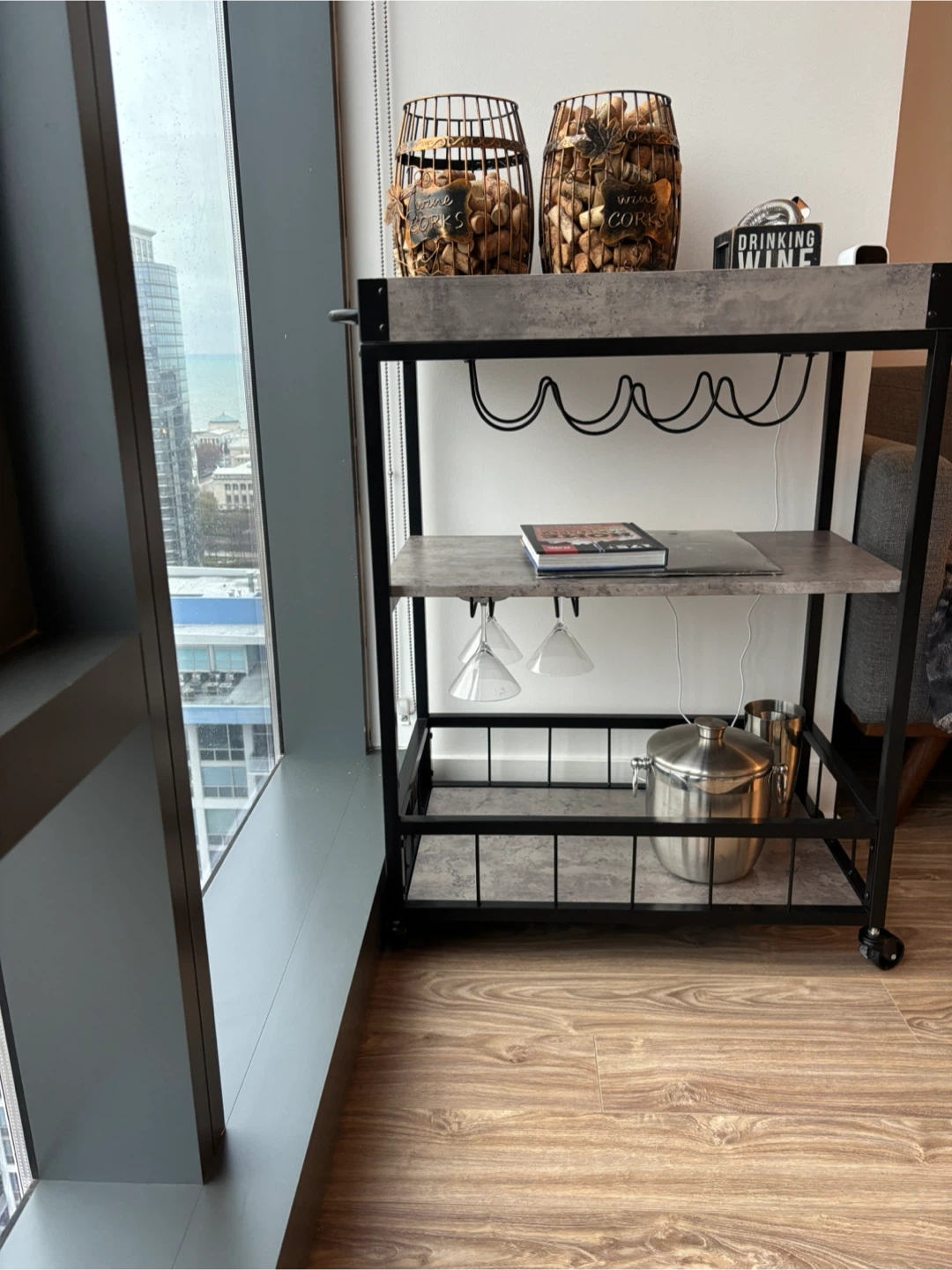 Rolling Bar Cart with Shelves
