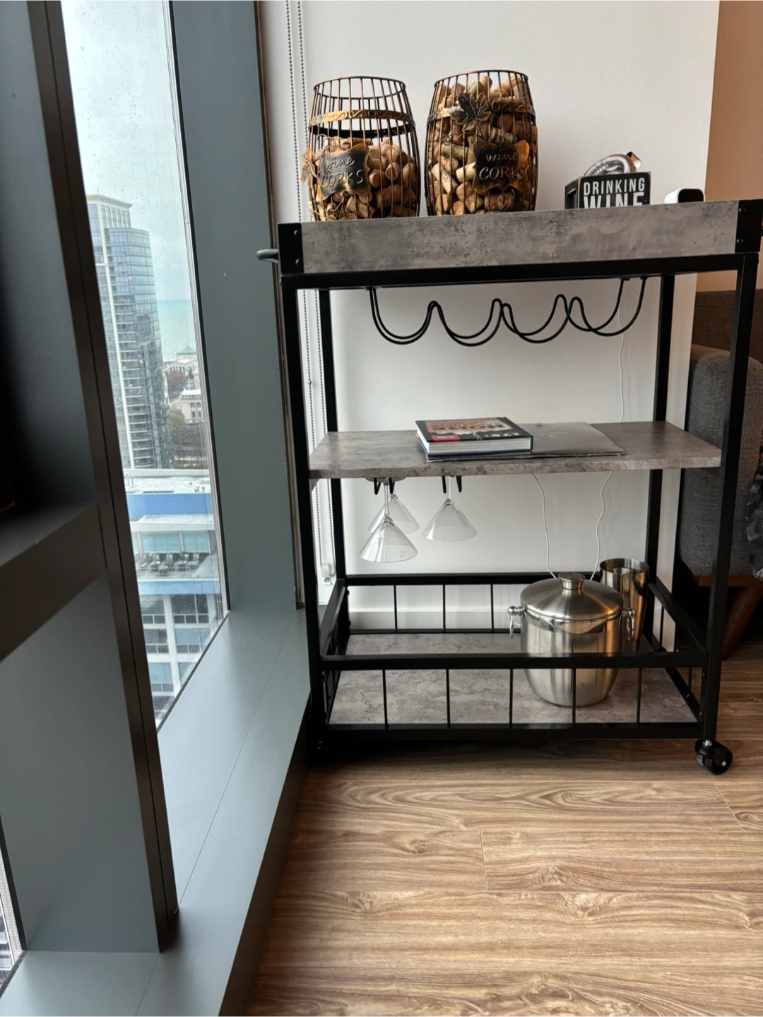 Rolling Bar Cart with Shelves - photo 4