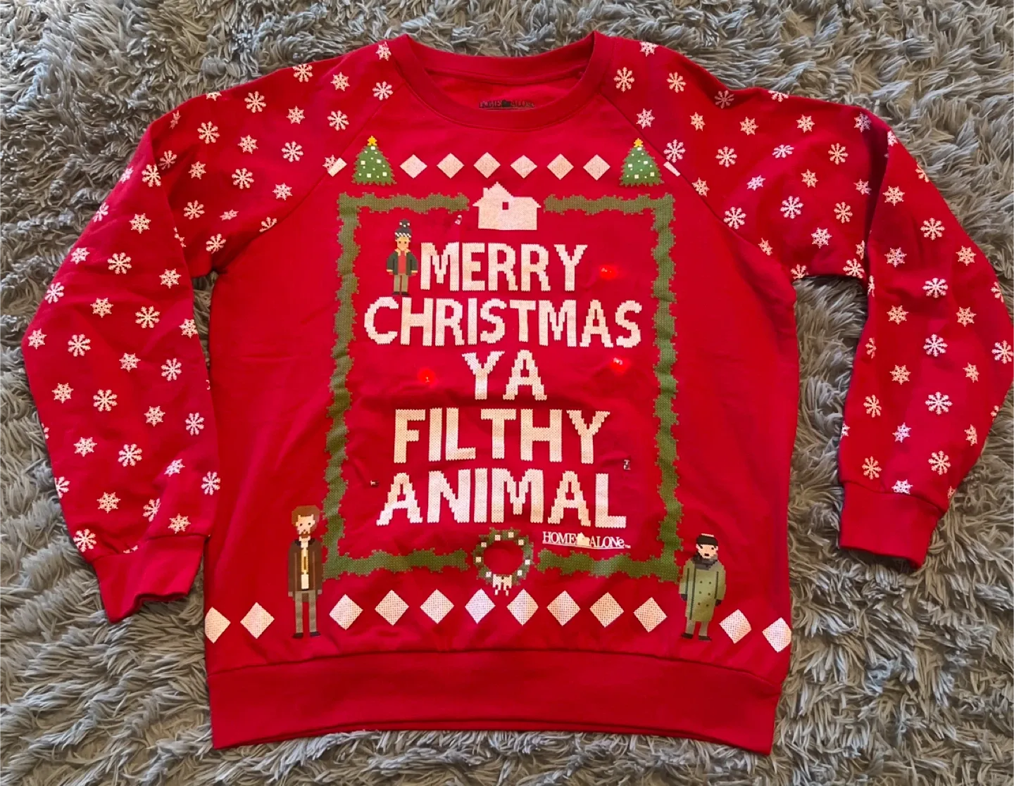 Home Alone Merry Christmas Ya Filthy Animal Sweater L