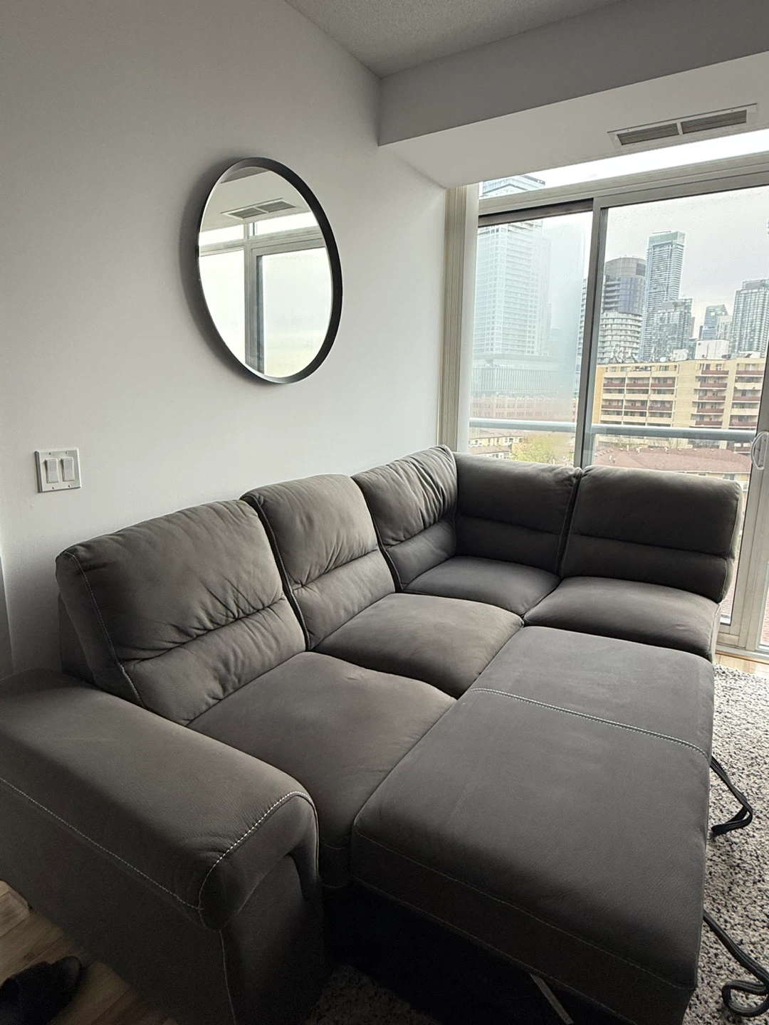 Grey Sectional Sofa Bed with Ottoman- Needs Repair - photo 5