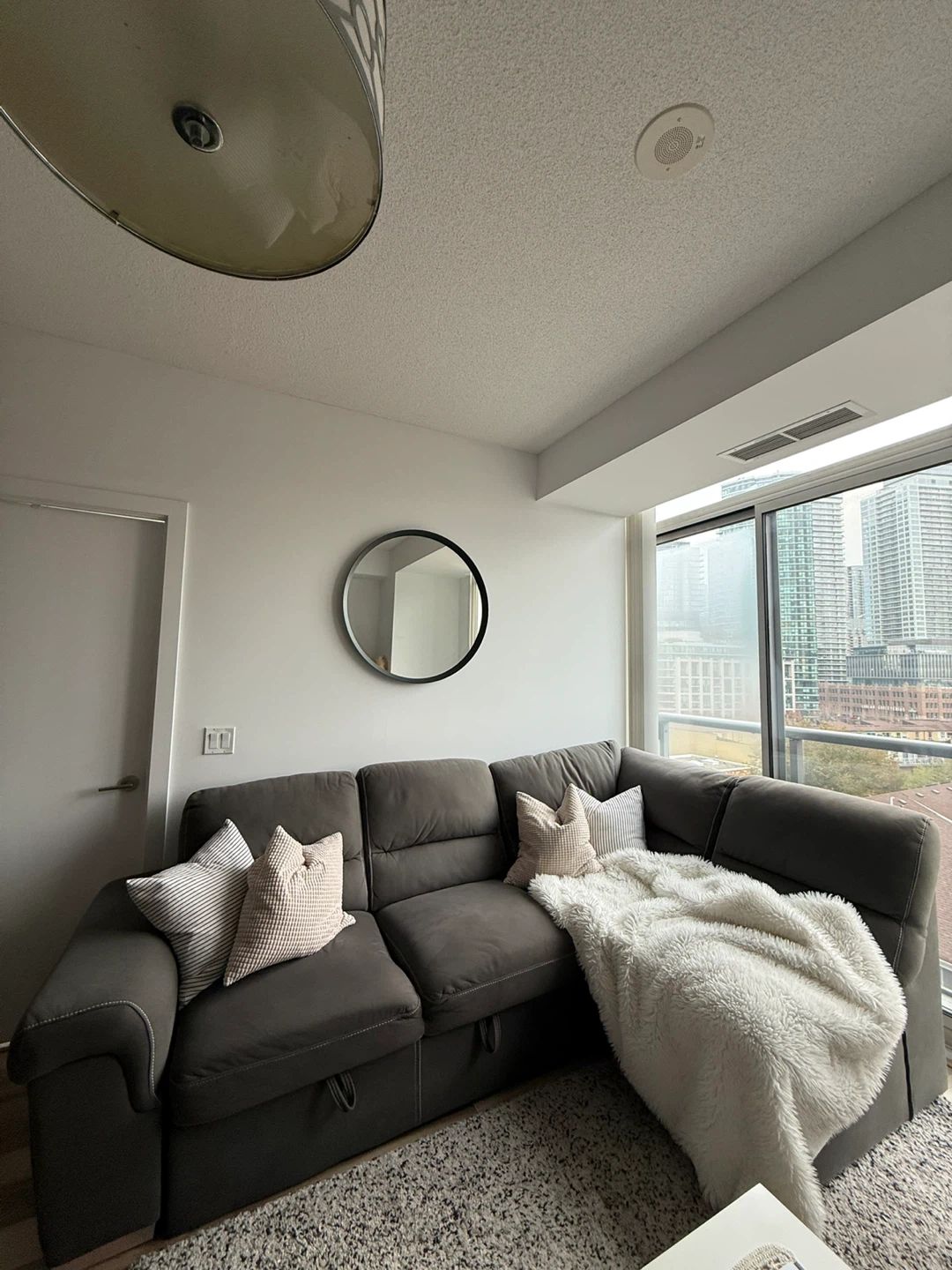 Grey Sectional Sofa Bed with Ottoman- Needs Repair