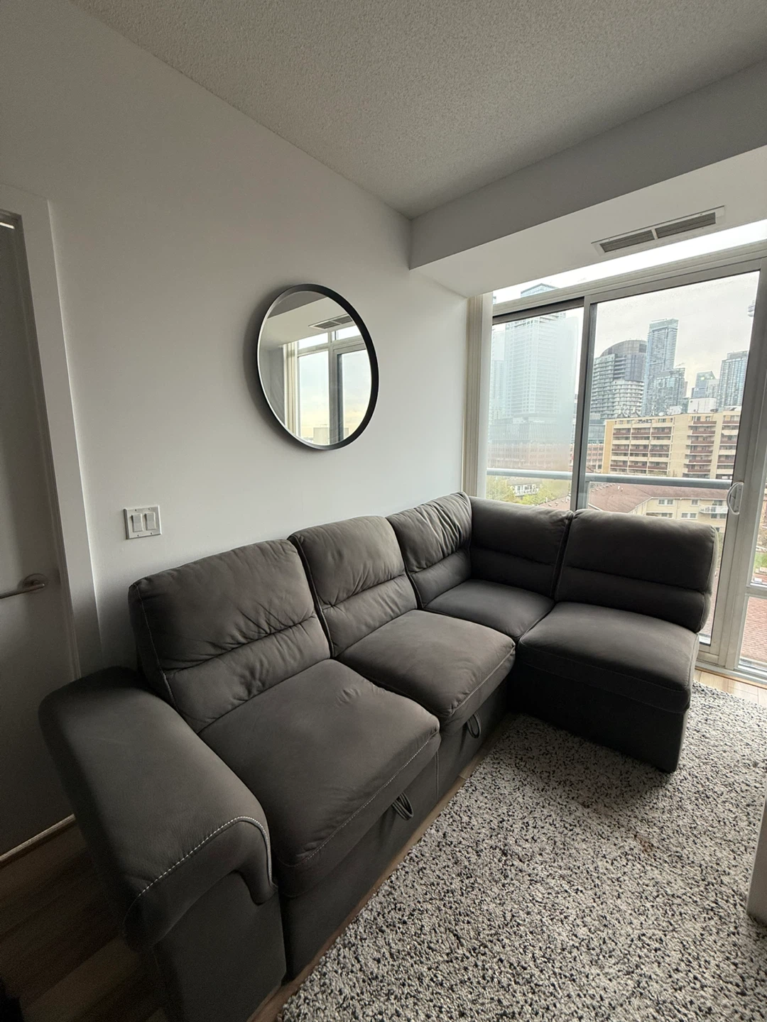 Grey Sectional Sofa Bed with Ottoman- Needs Repair - photo 3