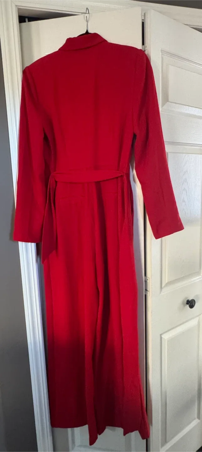 Dynamite Fiesta Red Belted Blazer Jumpsuit - M