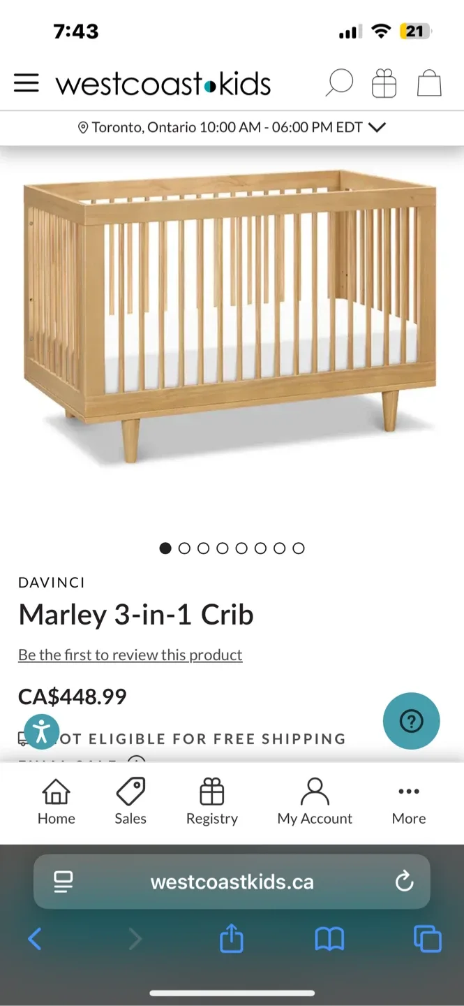 DaVinci Marley 3-in-1 Crib + toddler conversion kit