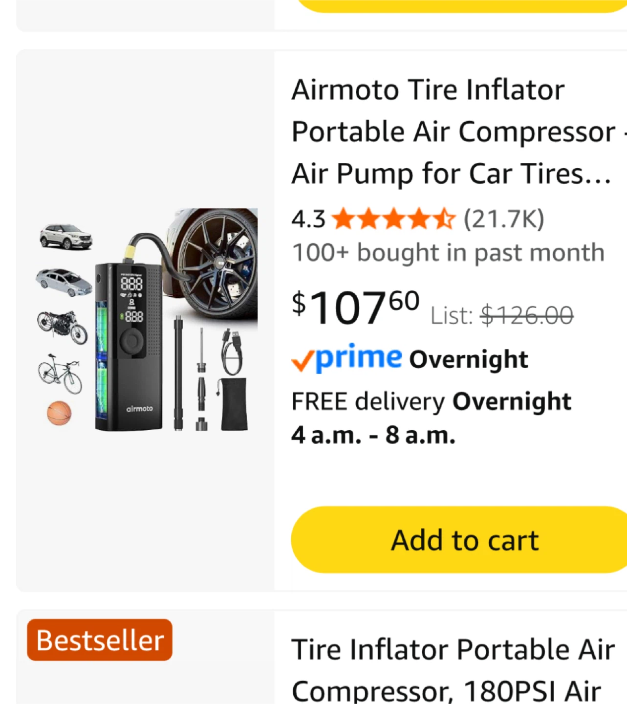 Airmoto Tire Inflator Portable Air Compressor