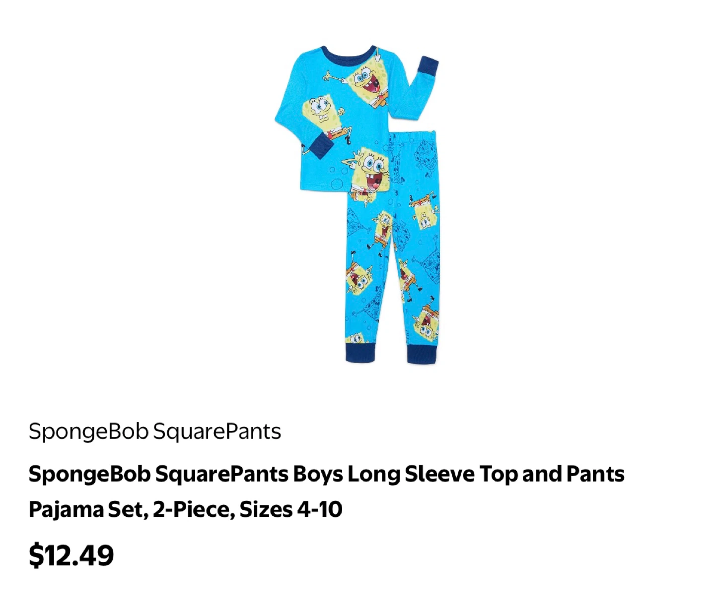 SpongeBob Pajama Set, Size 4,8,10 - photo 2