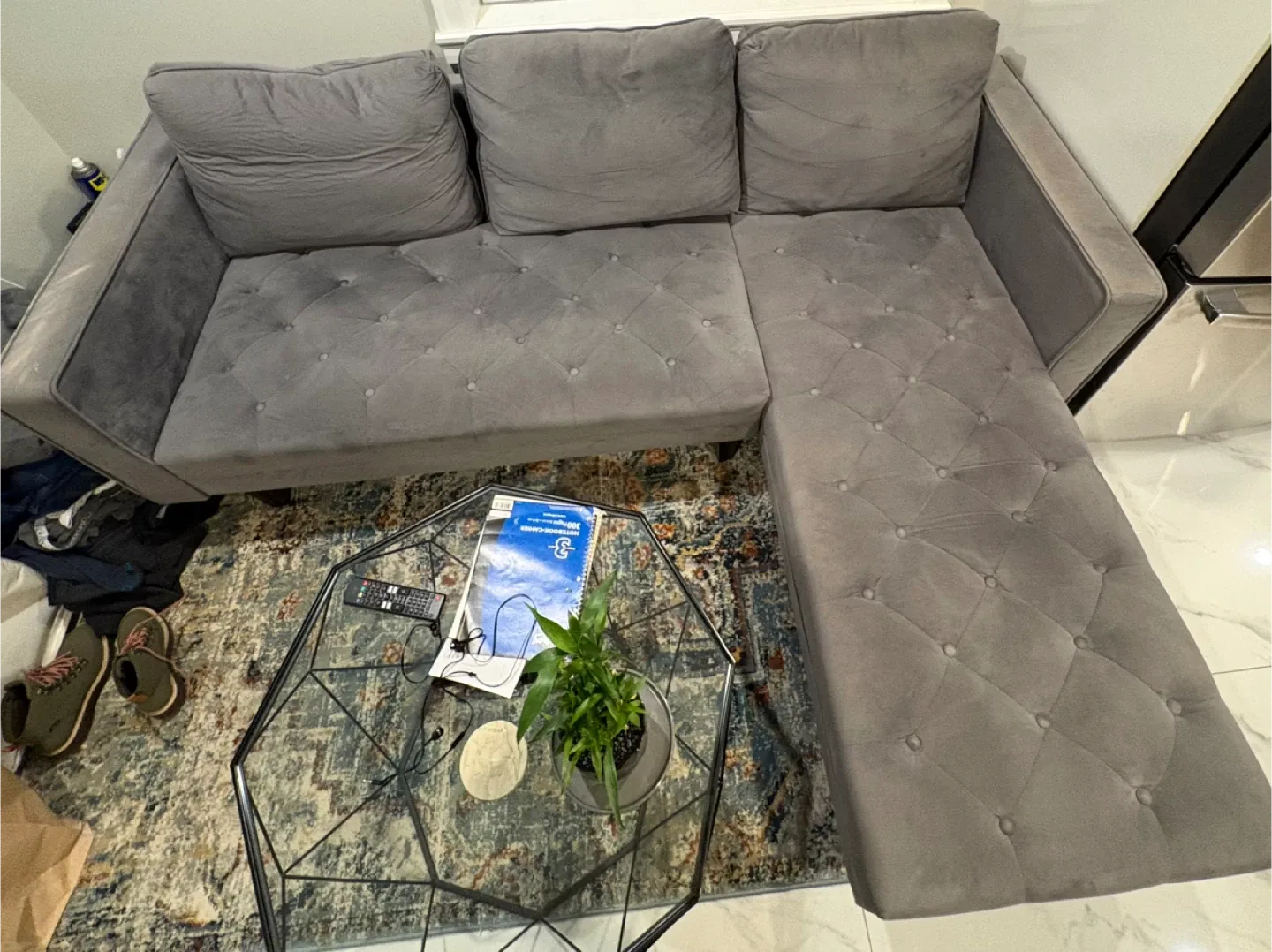 Grey Sectional Sofa L image indicator(2)