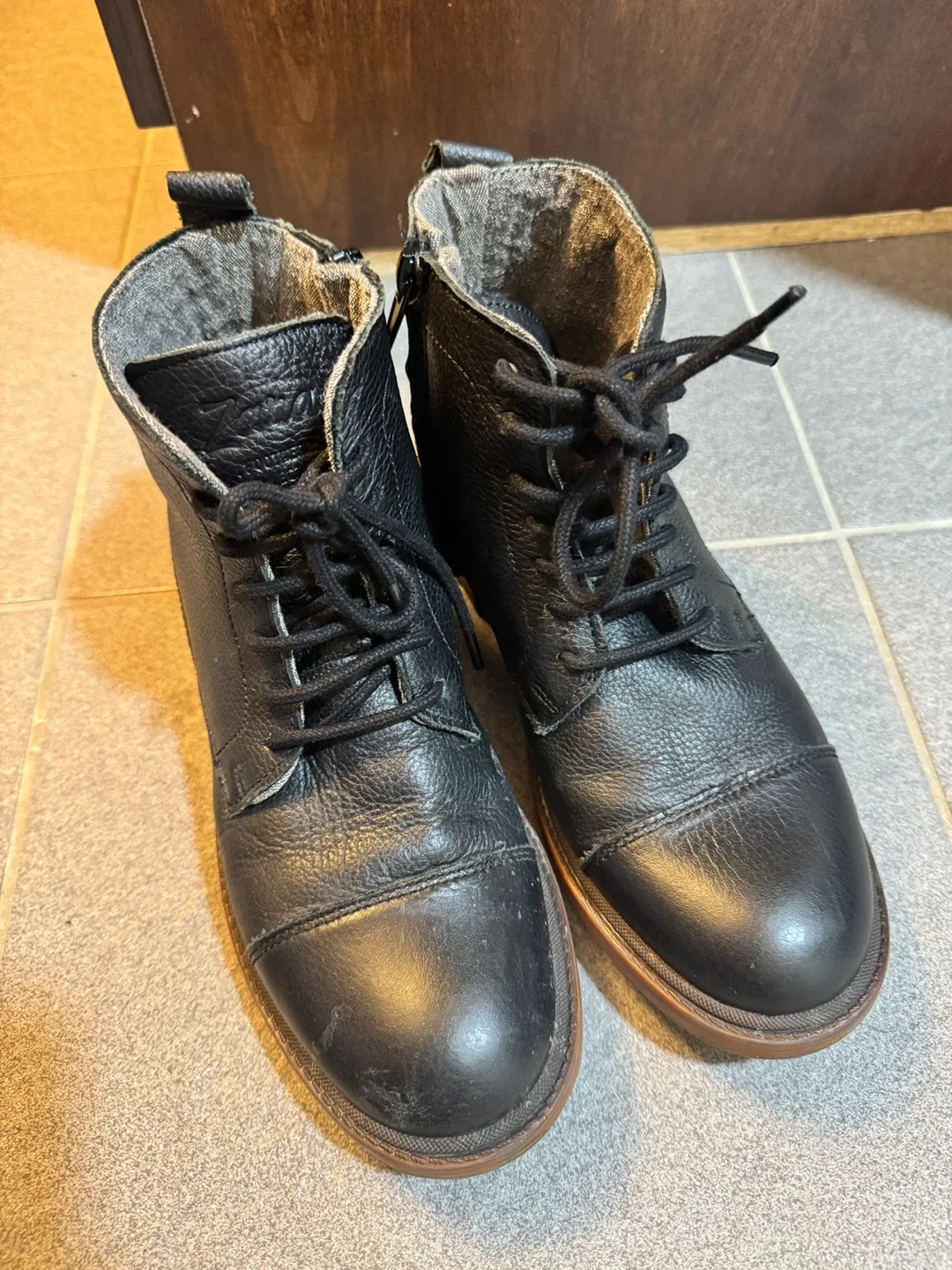 Zara Footwear Black Leather Boots - Size 36