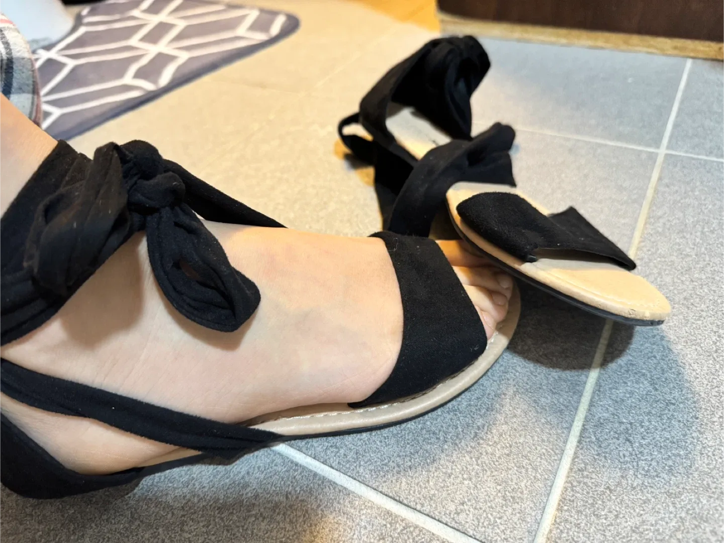 Fashion Nova Black Wrap Sandals