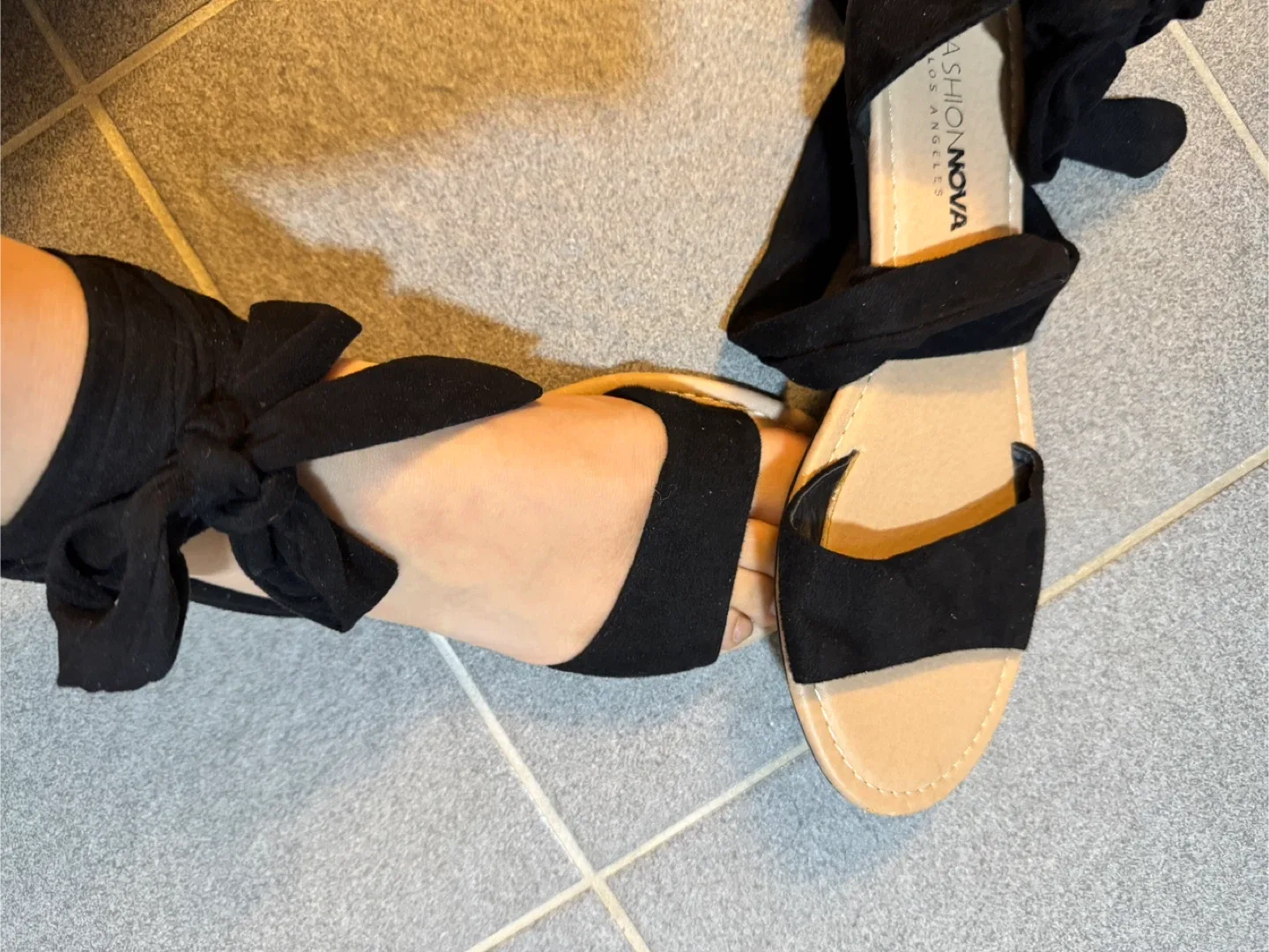 Fashion Nova Black Wrap Sandals image indicator(2)