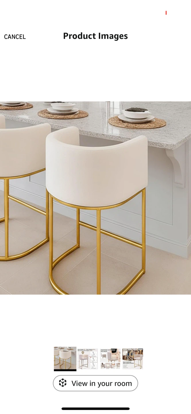 Cream & Gold Bar Stool - 29" Seat Height - photo 2