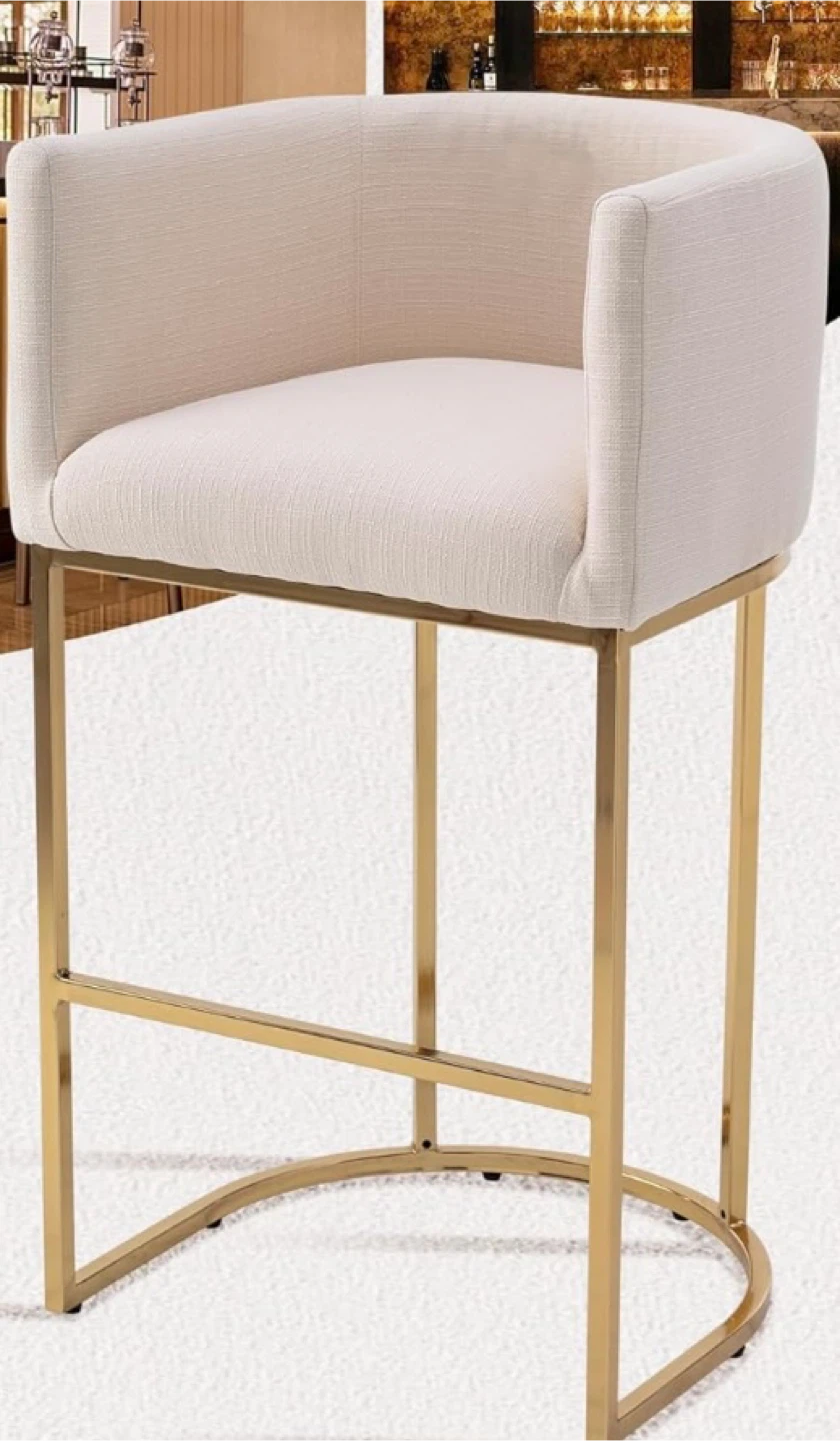 Cream & Gold Bar Stool - 29" Seat Height