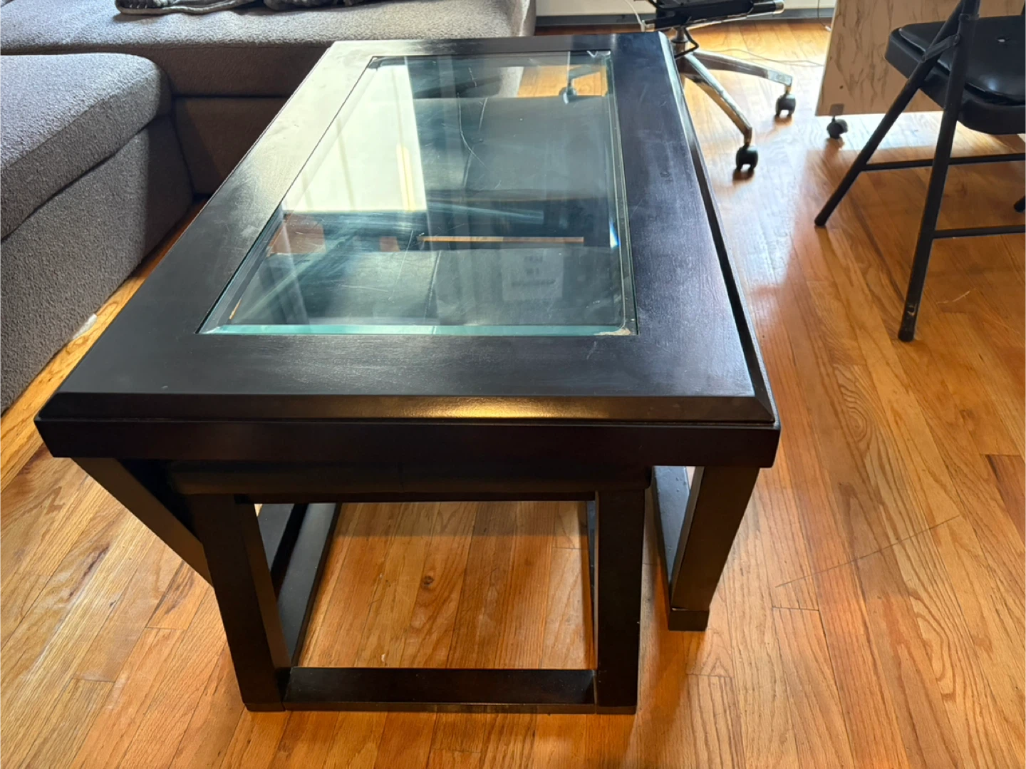 Black Coffee Table with Glass Top and chairs - photo 3