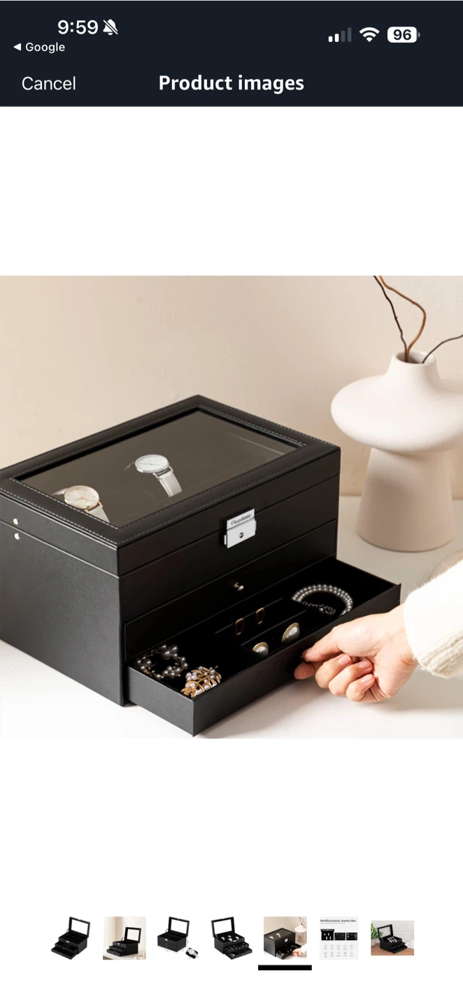 Black 3-Drawer Jewelry Box