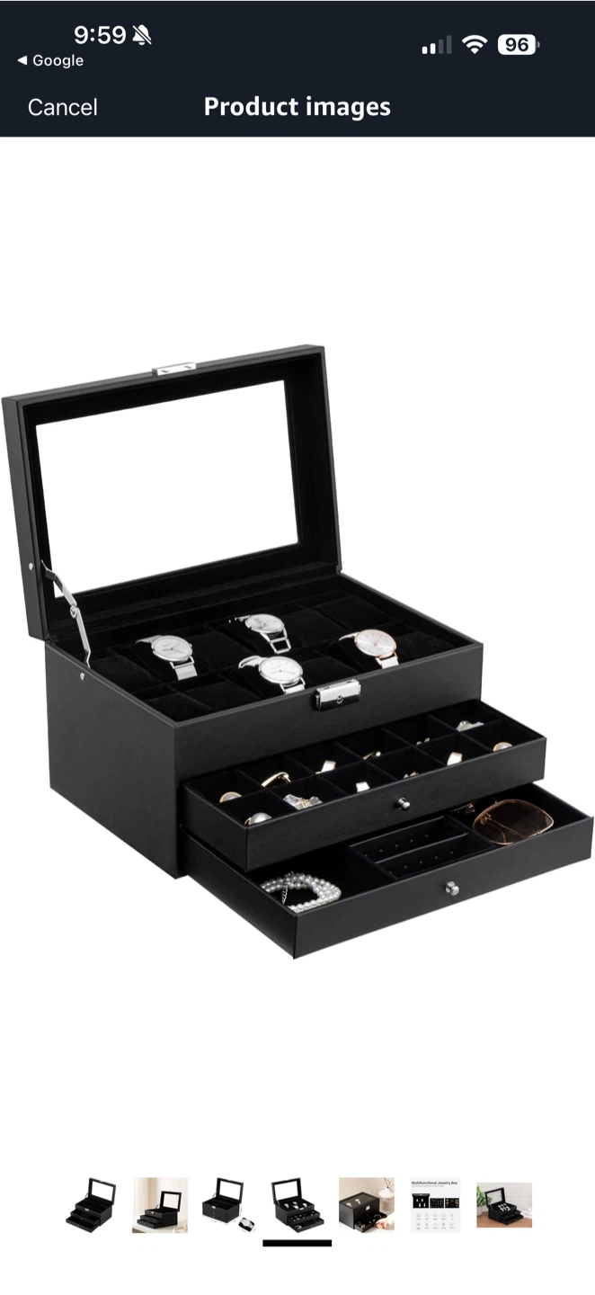 Black 3-Drawer Jewelry Box - photo 3