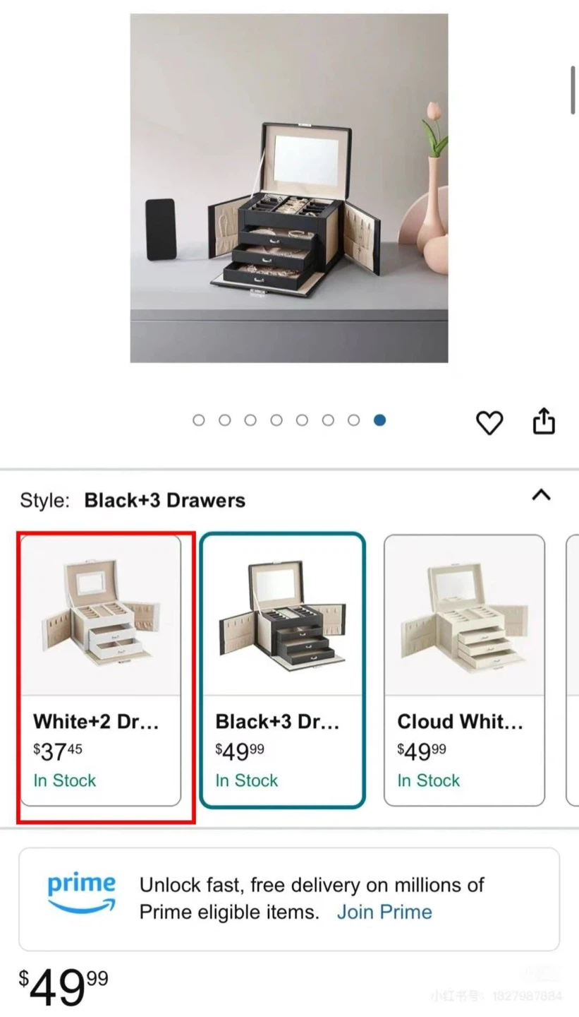 Black 3-Drawer Jewelry Box - photo 2