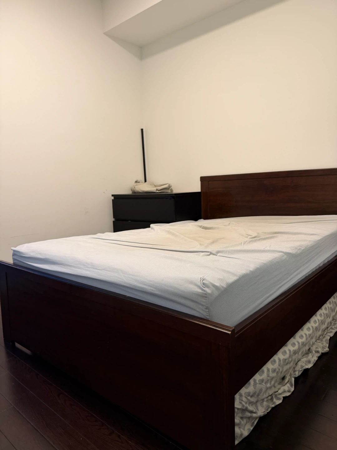 Dark Wood Full Size Bed Frame and mattress - photo 3