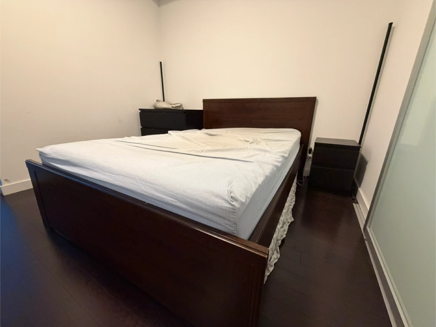 Dark Wood Full Size Bed Frame and mattress - photo 2