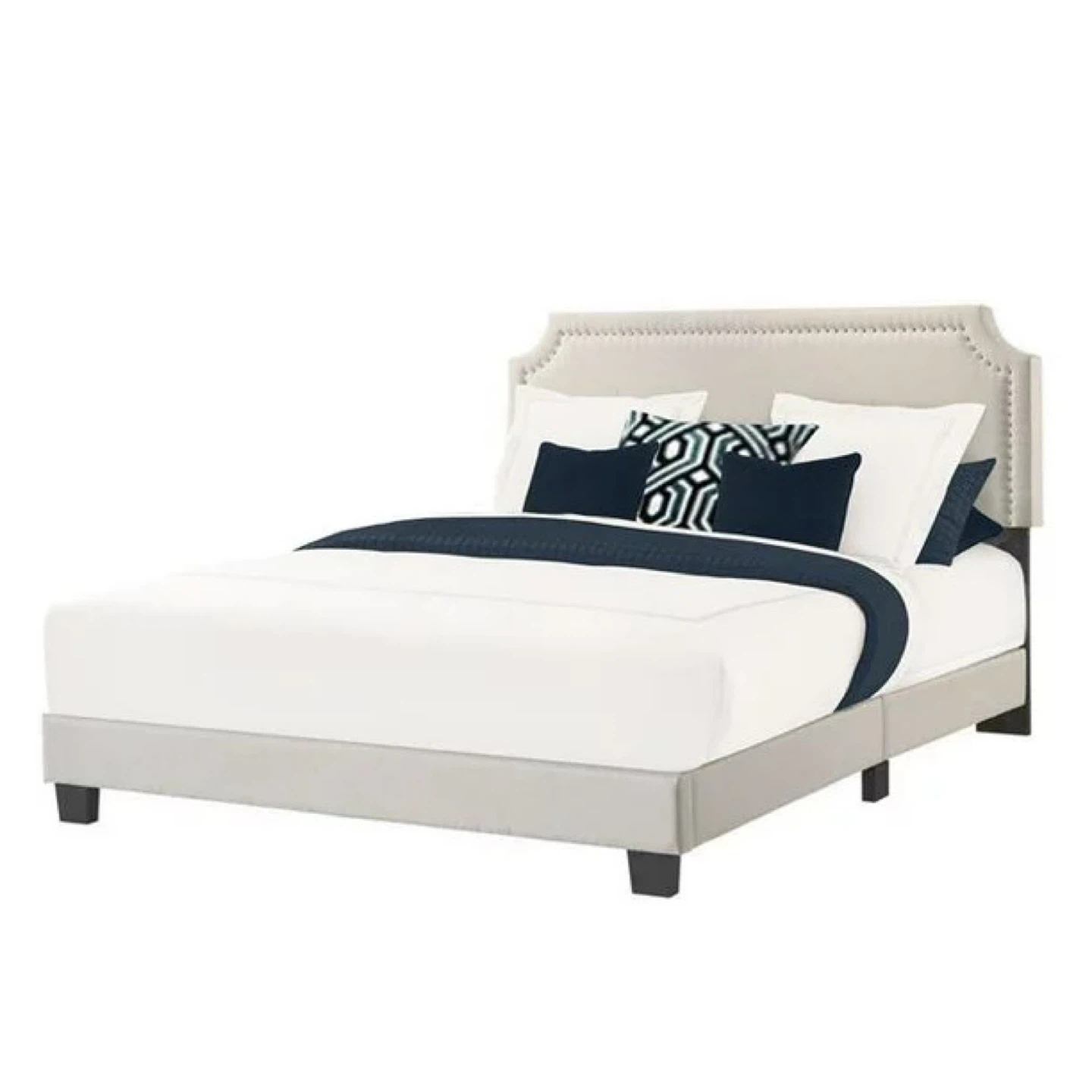 Upholstered Platform Bed with Nailhead Trim - photo 3