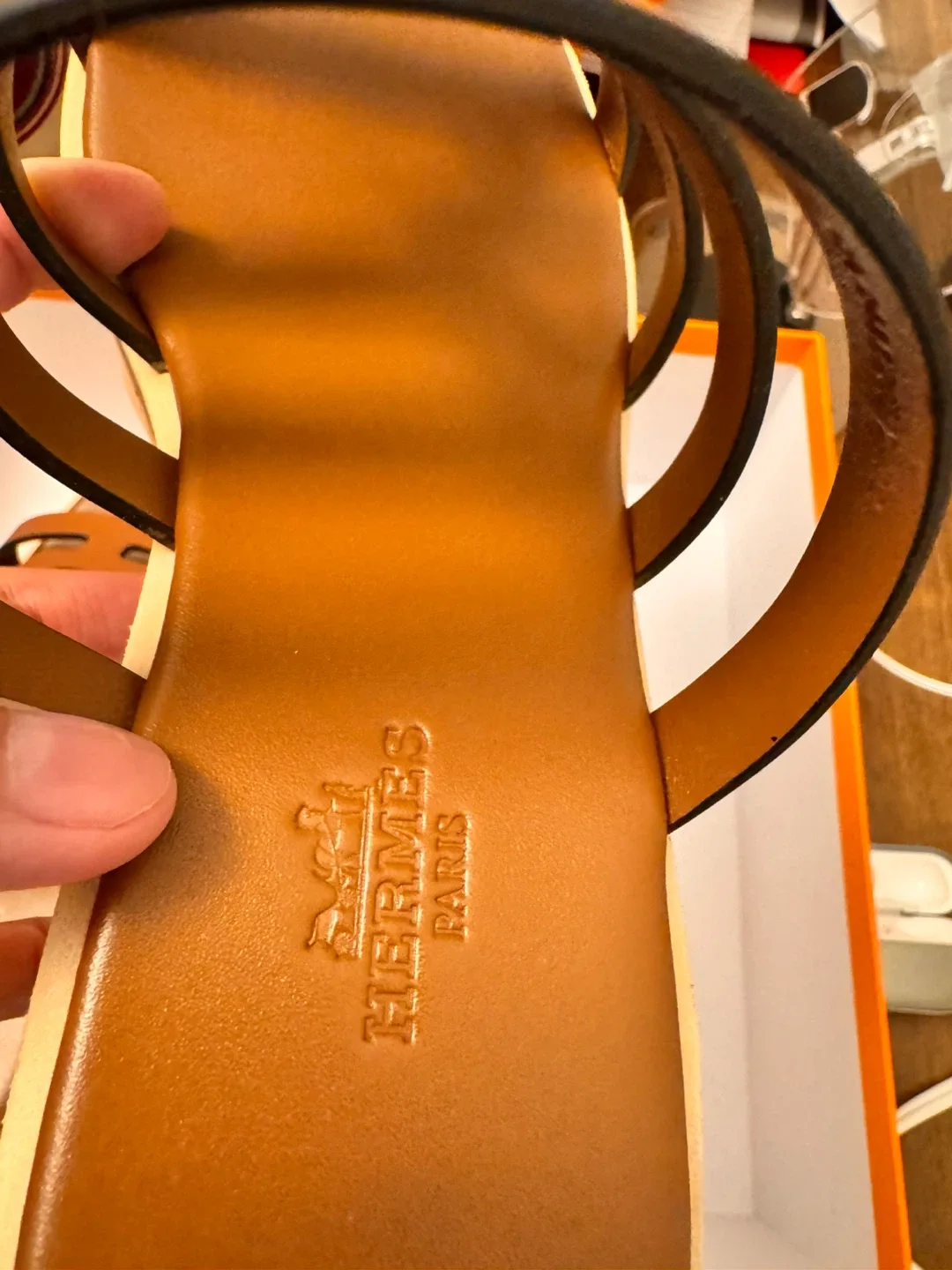 Hermès Brown Leather Oran Sandals image indicator(5)