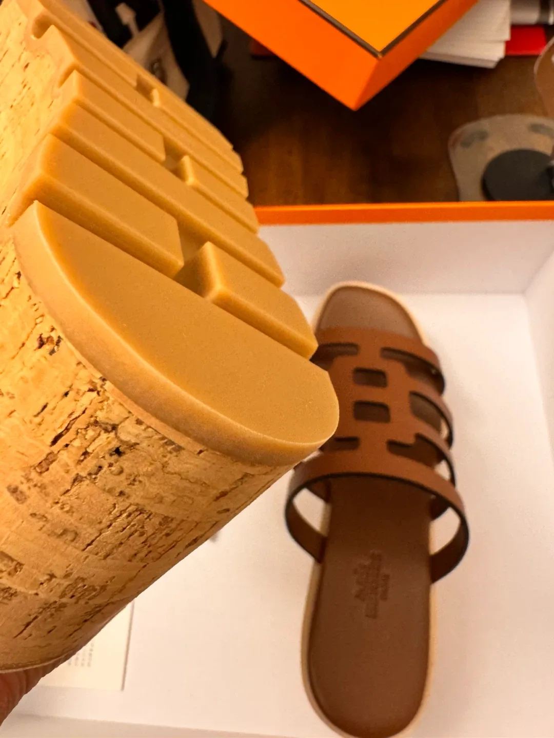 Hermès Brown Leather Oran Sandals image indicator(6)