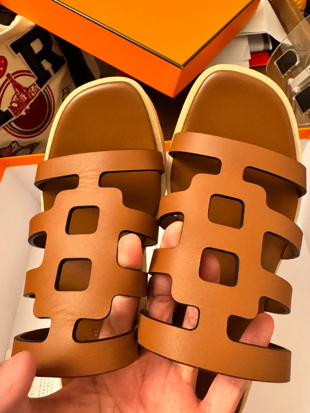 Hermès Brown Leather Oran Sandals image indicator(8)