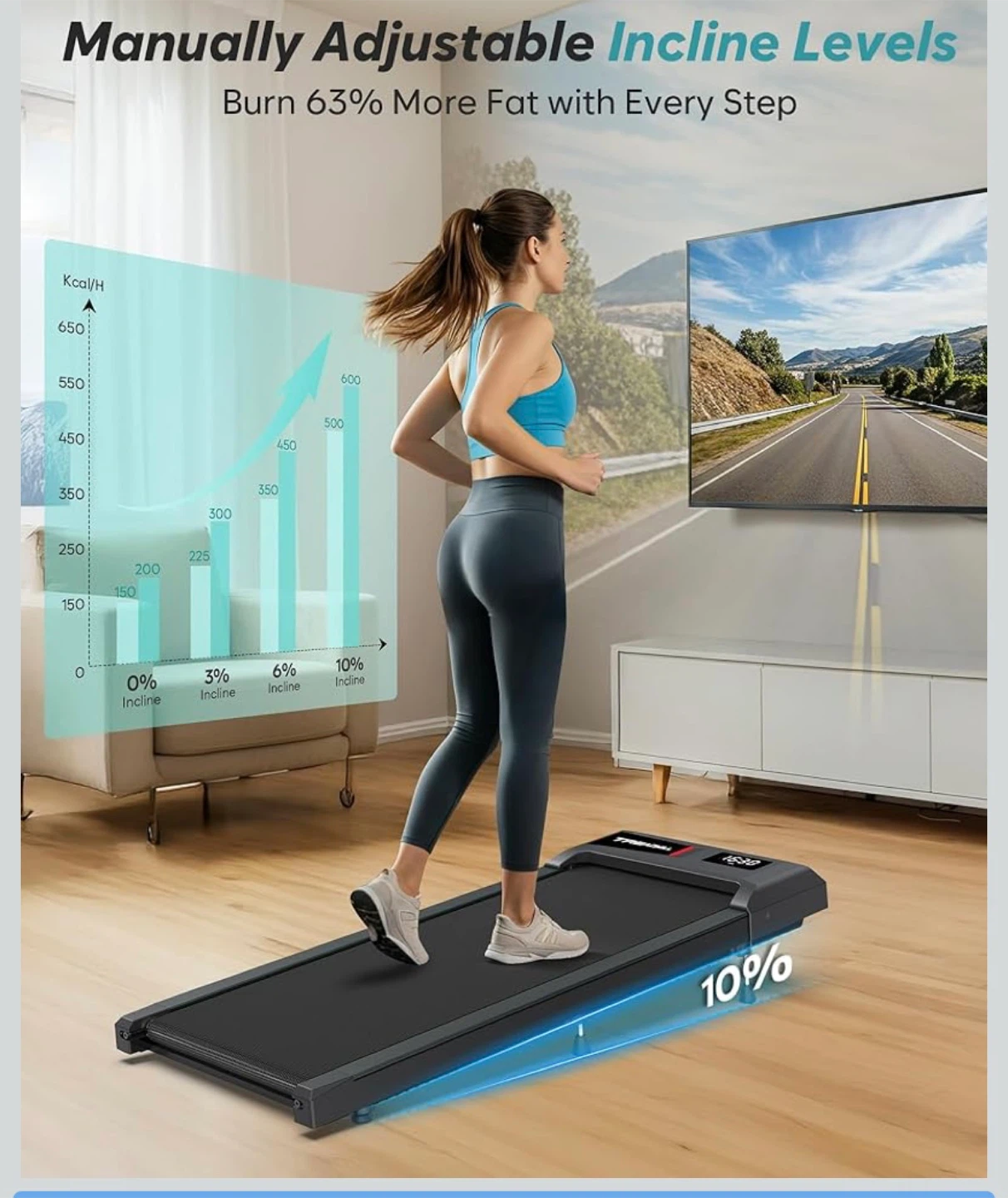 Portable Under Desk Treadmill 2.5 HP - photo 2