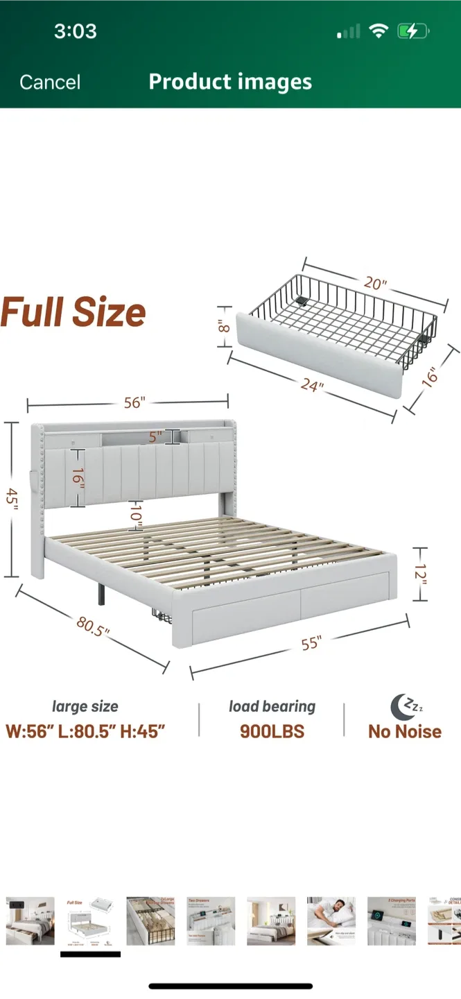 Full Size Bed Frame with Storage Drawers image indicator(3)