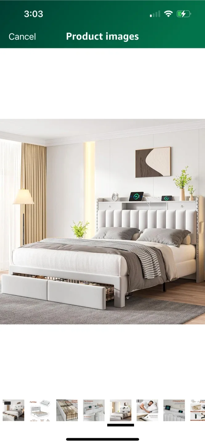 Full Size Bed Frame with Storage Drawers image indicator(2)