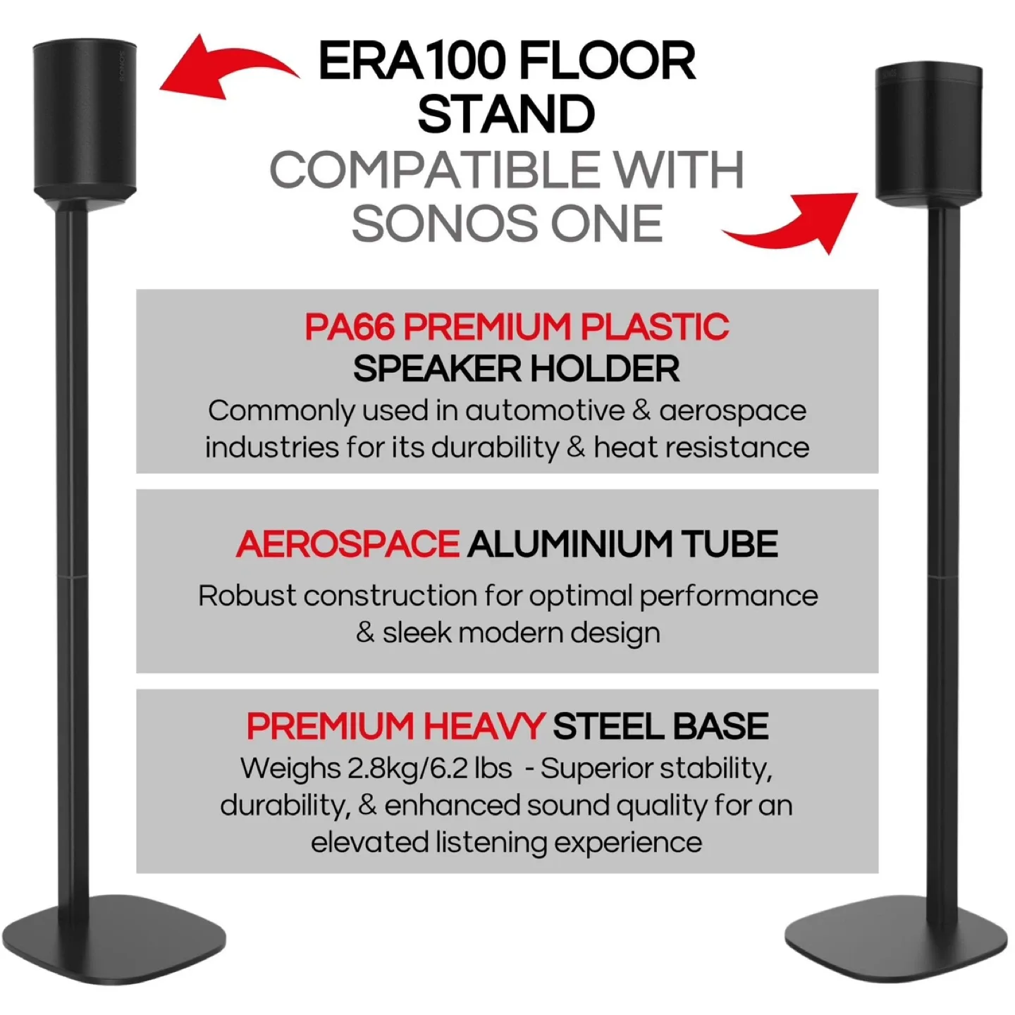 ERA100 Floor Stands, for Sonos Era 100, Sonos One, Play 1 image indicator(3)