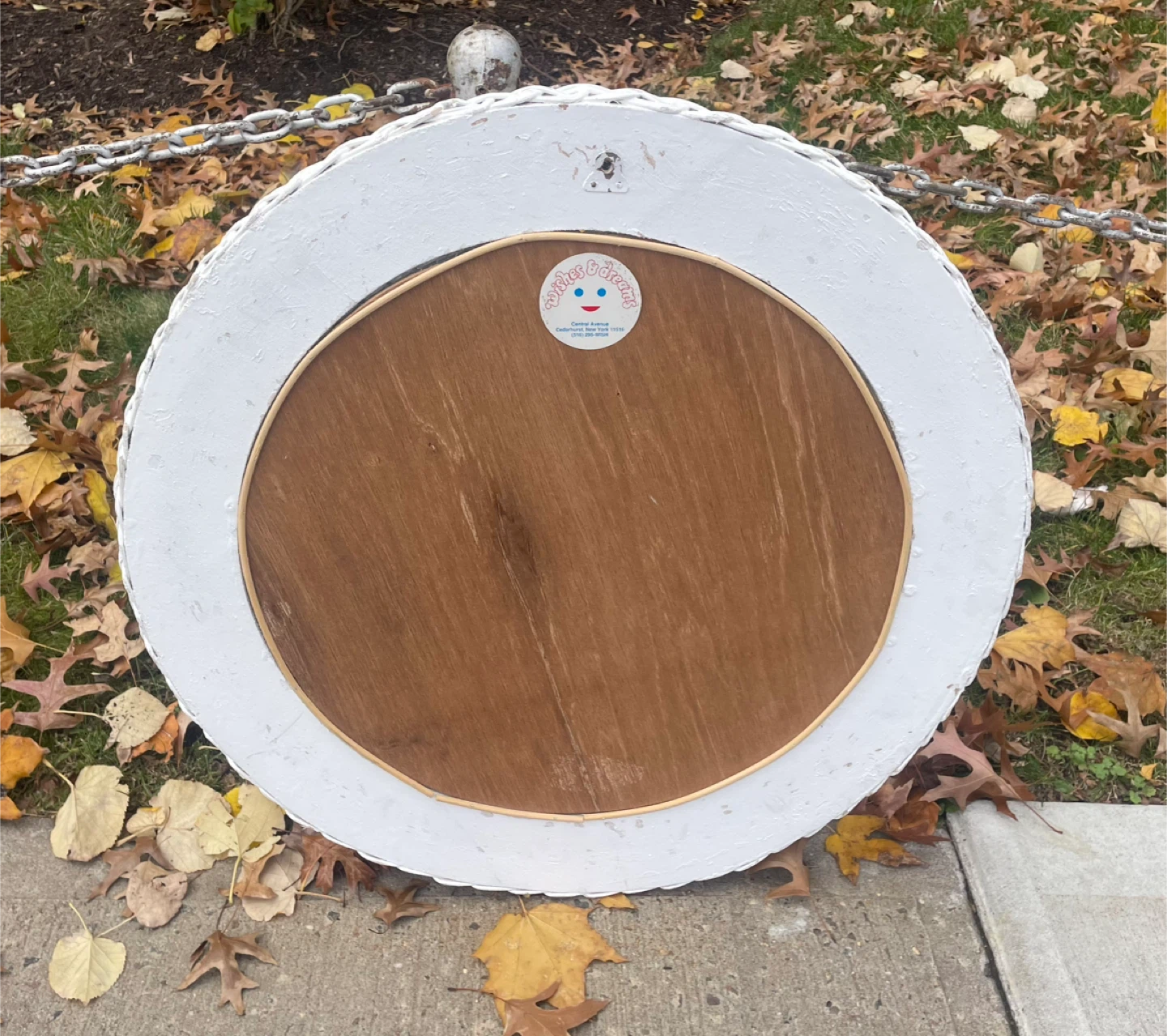 Vintage Round White Rattan Wall Mirror - photo 5