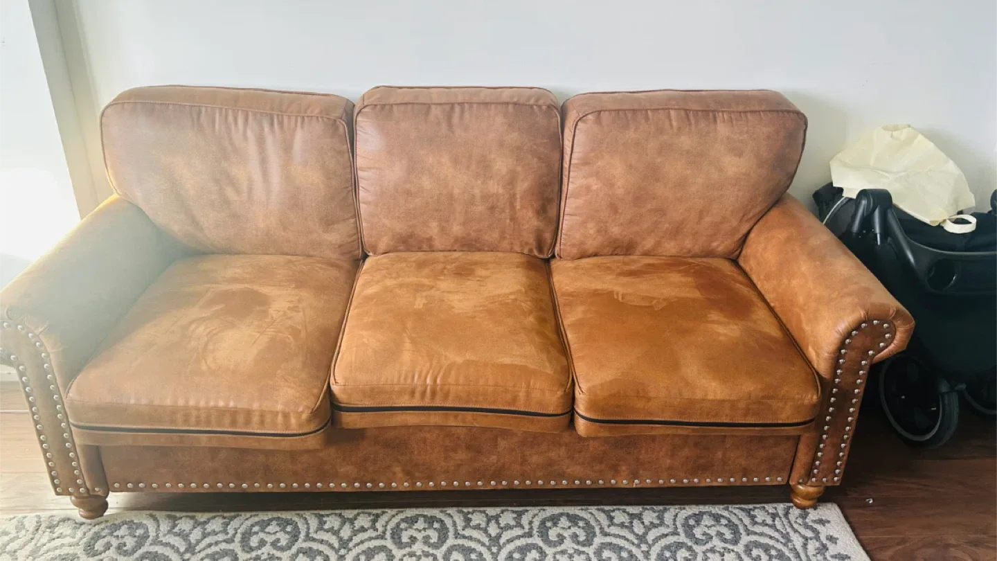 Abdullah 78" Faux Leather Sofa - Ginger image indicator(4)