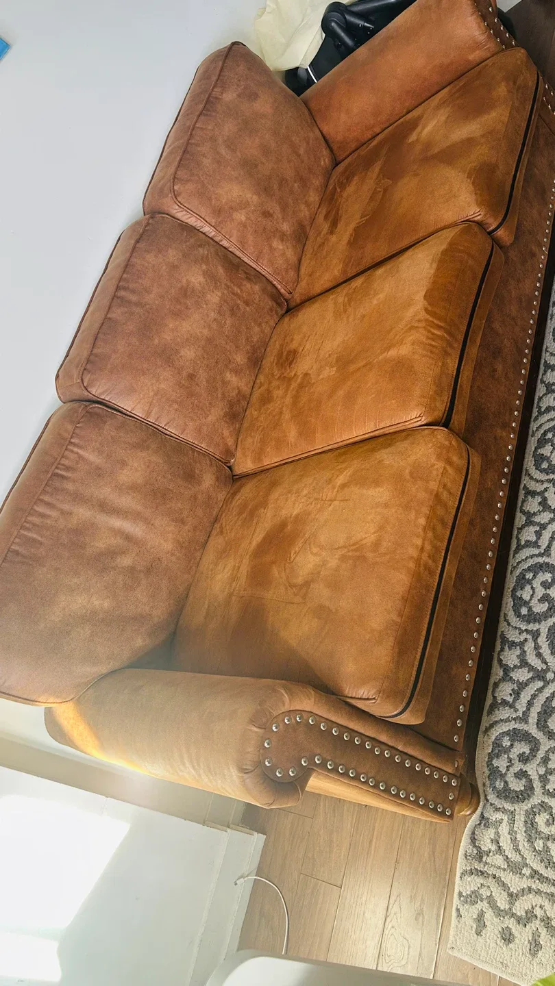 Abdullah 78" Faux Leather Sofa - Ginger image indicator(3)