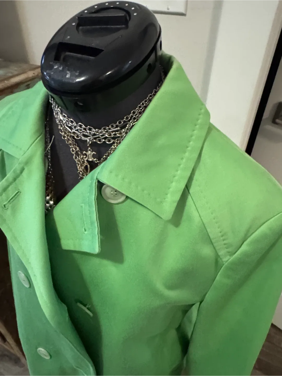 MaxMara Lime Double-Breasted Pea Coat - sz 6 image indicator(5)