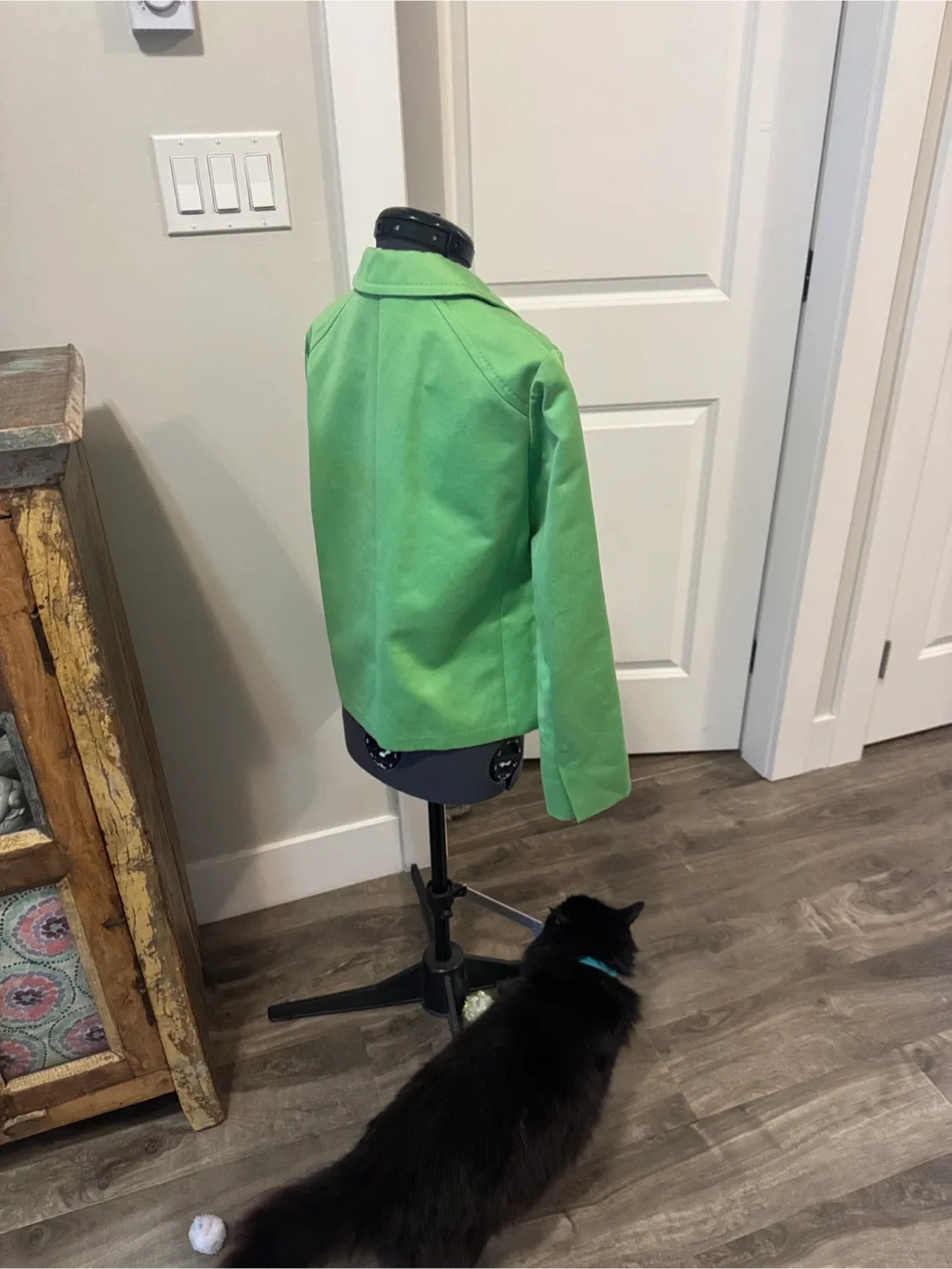 MaxMara Lime Double-Breasted Pea Coat - sz 6 image indicator(4)